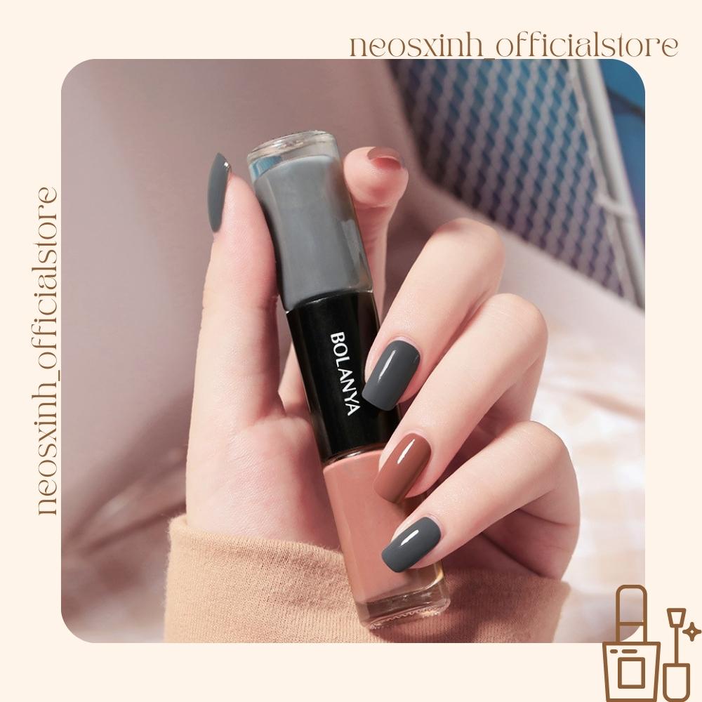 Sơn Móng Tay 2 Màu Bolanya Màu Nude Đen Trắng Trong Suốt Kim Tuyến Pastel Tím - Neosxinh Nails