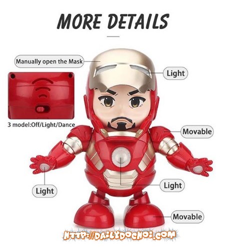 Đồ chơi Robot Iron Man nhảy múa mở mặt nạ đèn led siêu sáng Dance Hero LD-155A