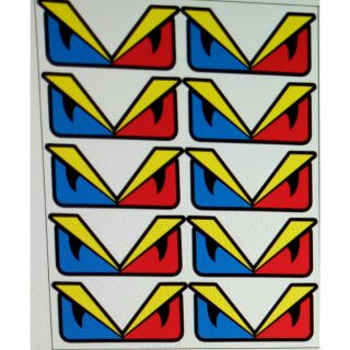 Tem logo -----Combo 10 tem con mắt fendi ( xanh vàng đỏ).