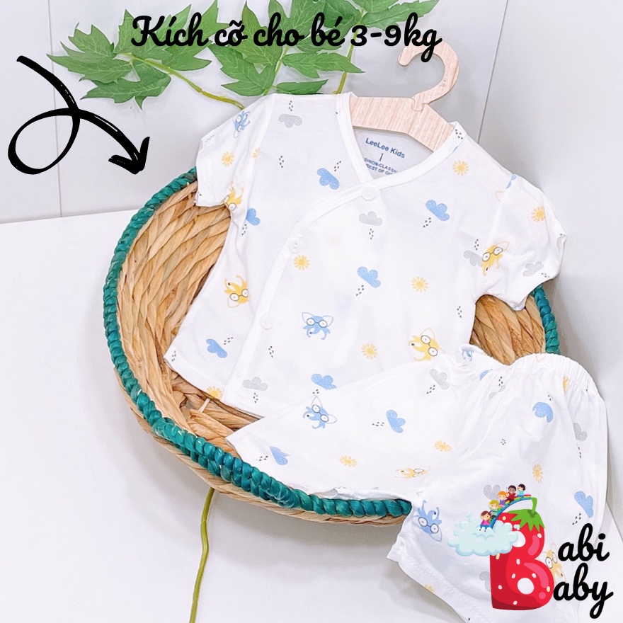Quần áo sơ sinh ngắn tay BABI BABY cho bé trai bé gái mùa hè giá rẻ đồ sơ sinh cho bé LLK cộc cúc chéo