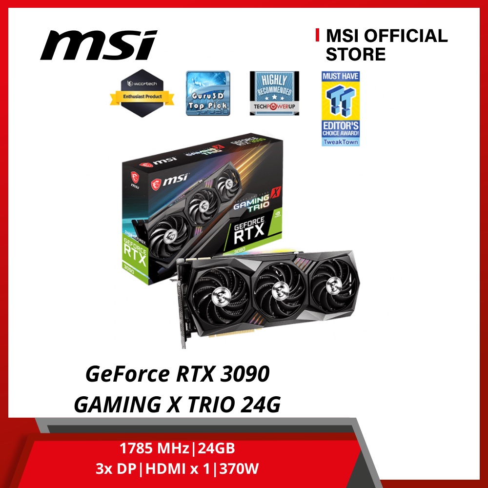 Card màn hình MSI RTX 3090 GAMING X TRIO 24G (24GB GDDR6X, 384-bit, HDMI +DP, 3x8-pin) - Hàng Chính Hãng