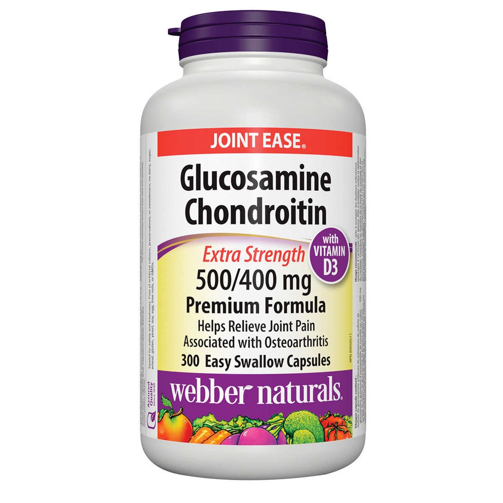 Viên uống hỗ trợ viêm khớp Glucosamine Chondroitin + Vitamin D3 500/400mg của Webber Naturals 300 Viên.