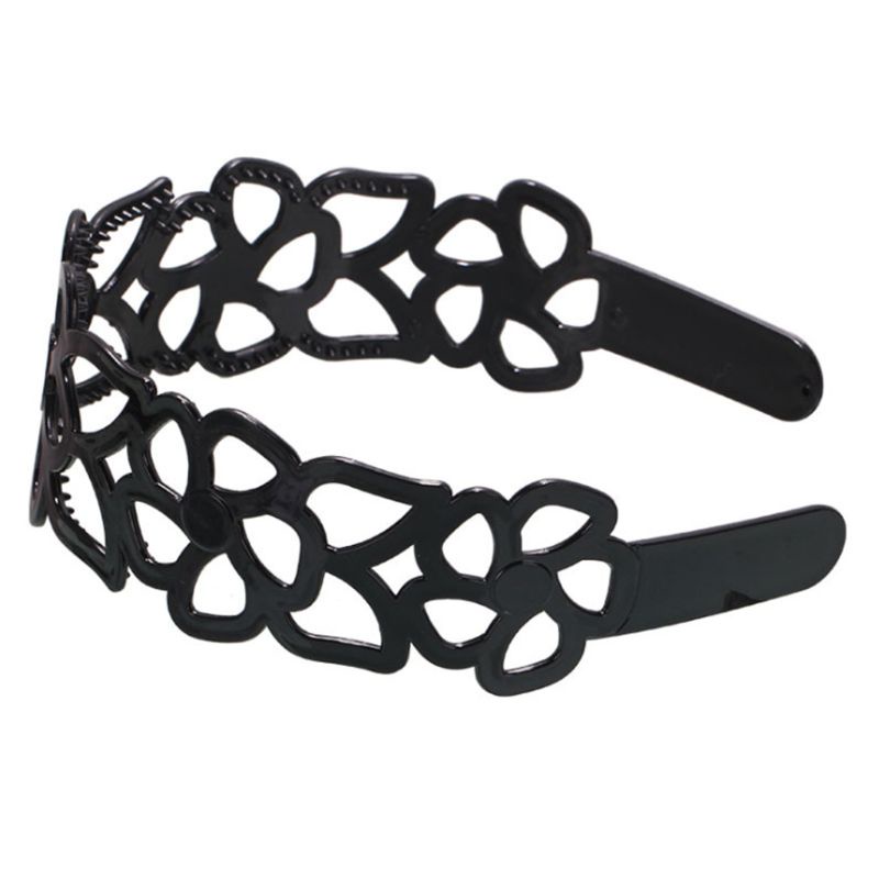 Băng Đô Cài Tóc Bằng Nhựa Màu Đen Thiết Kế Rỗng Chống Trượt Thời Trang Cho Nữ