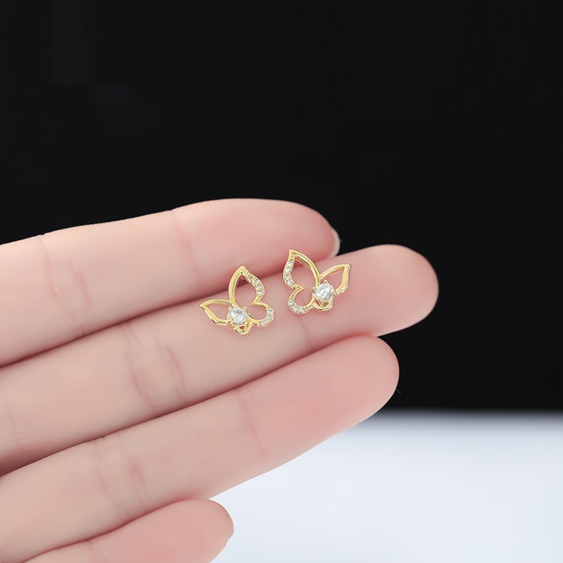 Bông Tai Mạ Vàng 18K Hình Bướm Đính Đá Thời Trang