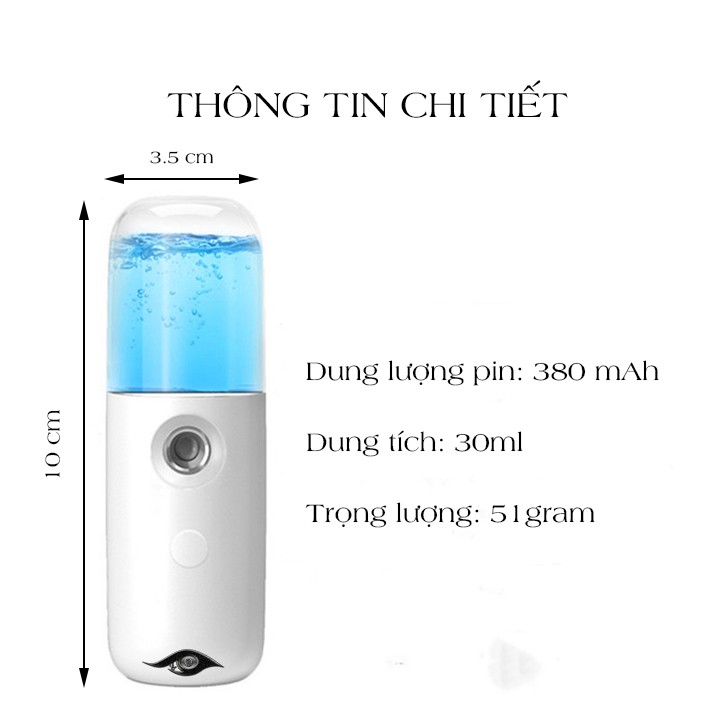 Máy phun sương mini 30ml dưỡng ẩm cho da bằng công nghệ nano (NMS03)