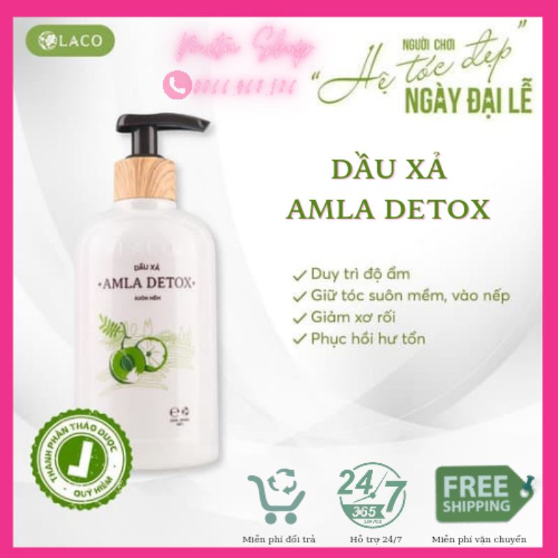 [Chính Hãng] Dầu Xả Amla Detox Laco ⚡Dưỡng Tóc Siêu Mềm Mượt, Toả Mát Hương Thơm, Thảo Dược An Toàn, Chống Gãy Rụng