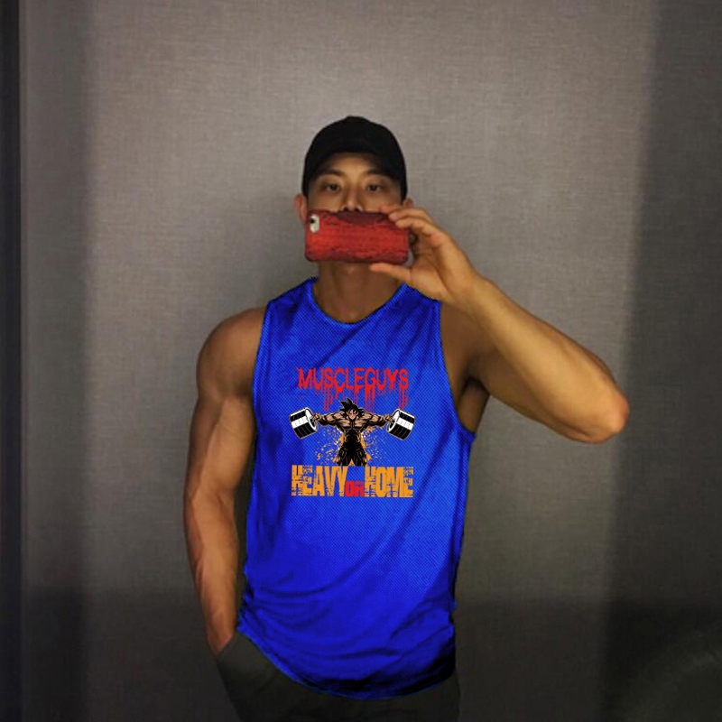 New Workout Gym Summer Mesh Fitness Casual Fashion Tank Top Men Sports Clothing Bodybuilding Singlets Sleeveless Quick Dry Vest