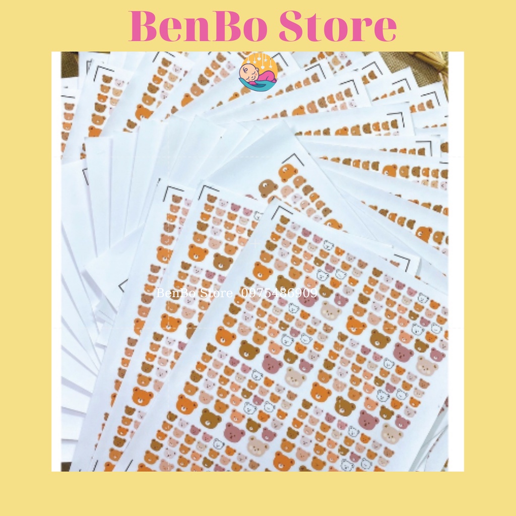 Sticker nhiệt dán bình sữa và đồ dùng cho bé (có chống nước)/ Sticker Gấu