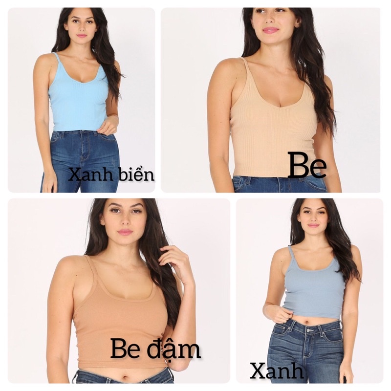 Áo hai dây croptop cotton dây áo điều chỉnh hàng xuất xịn
