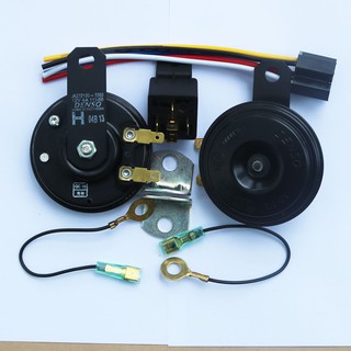 Bộ - Kèn Denso kèn dĩa 12v + Rờ le Relay 5 chân và Jack cắm kèn