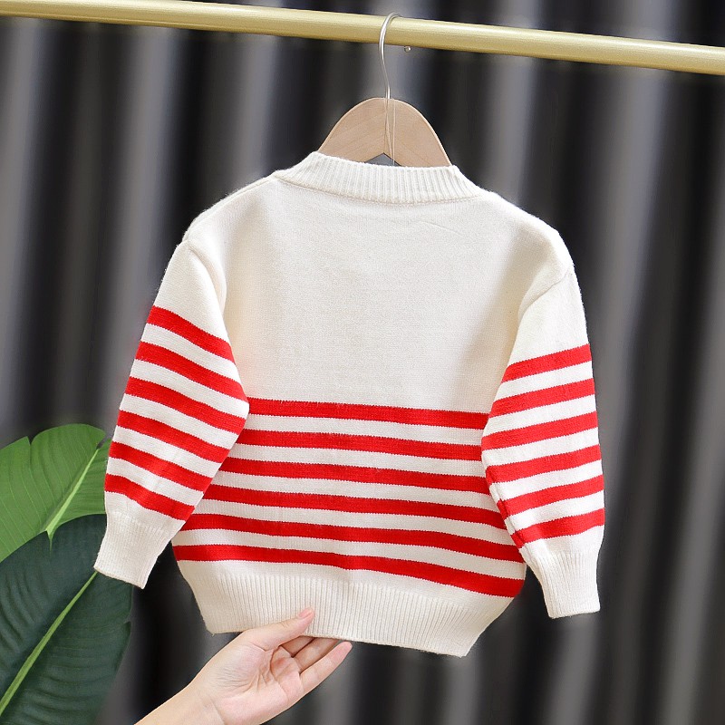 Áo Khoác Cardigan Dệt Kim Hoạ Tiết Dâu Tây Dễ Thương Cho Bé Gái