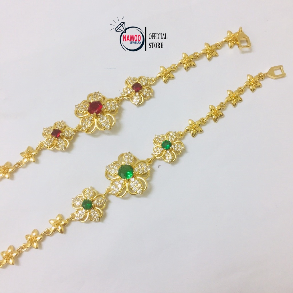 Lắc Tay Bản Hoa 5 Cánh Đính Đá 3 Màu L649, L900 Namoo Jewelry