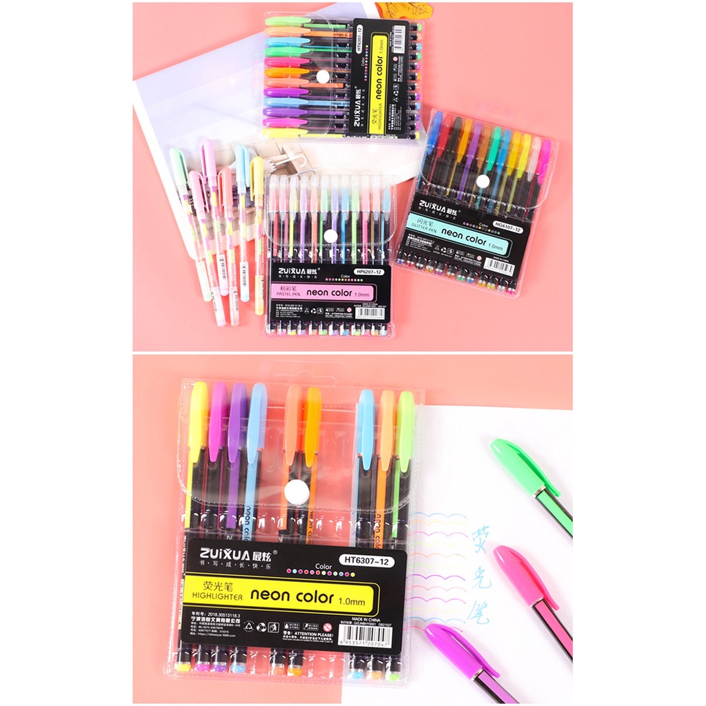 Set 6 /12 Bút Nhũ Màu cầu vồng màu sắc tươi tắn