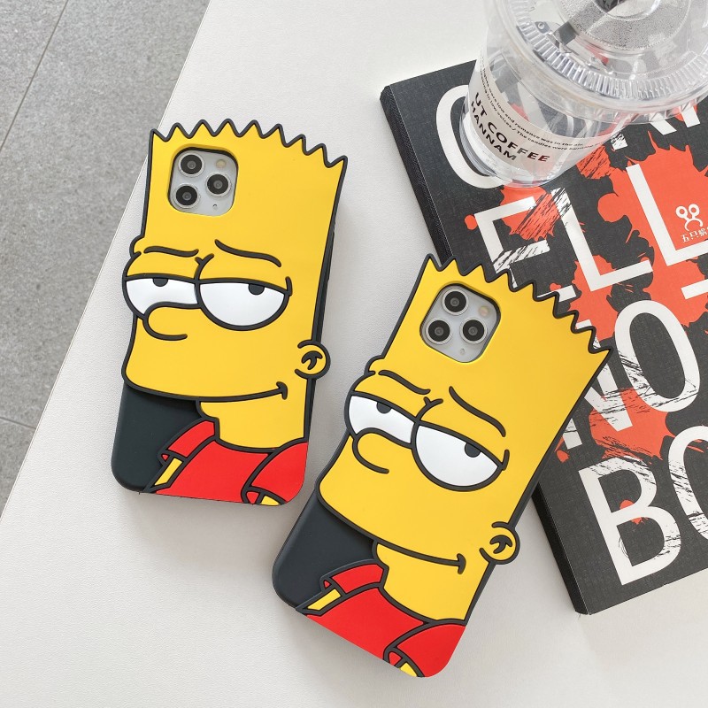 iPhone 12 Mini iPhone 12 Pro Max iPhone 11 Pro Max iPhone 5 5s SE 6 6s 7 8 Plus SE 2020 XR Xs Max 3D Cartoon Simpson Soft Silicone Rubber Casing Case