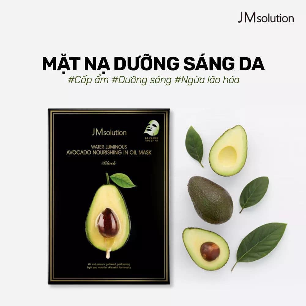 Mặt Nạ Dưỡng Da JMsolution Water Luminous Avocado Oil Ampoule Mask Black Tinh Chất Trái Bơ -