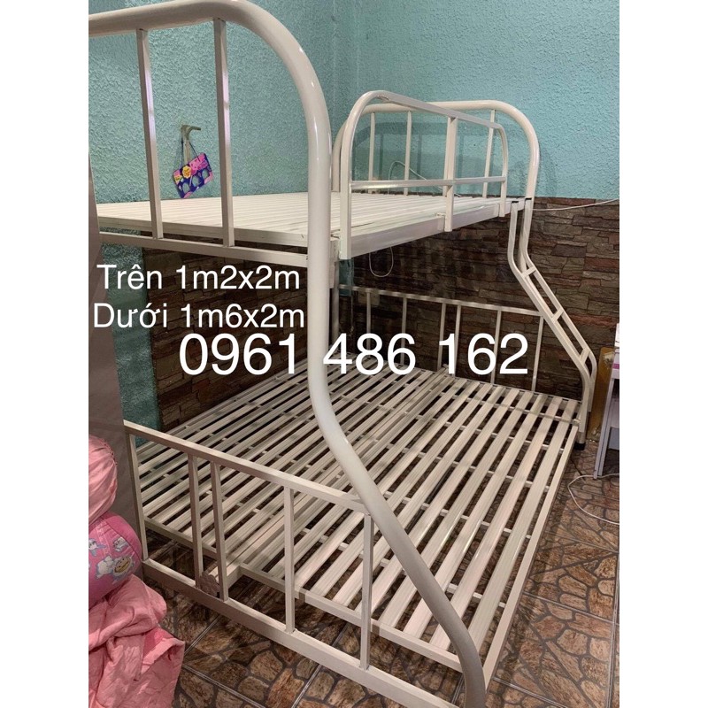 Giường Tầng Khung tròn - trên 1m2x2m dưới 1m6x2m - freeship hcm