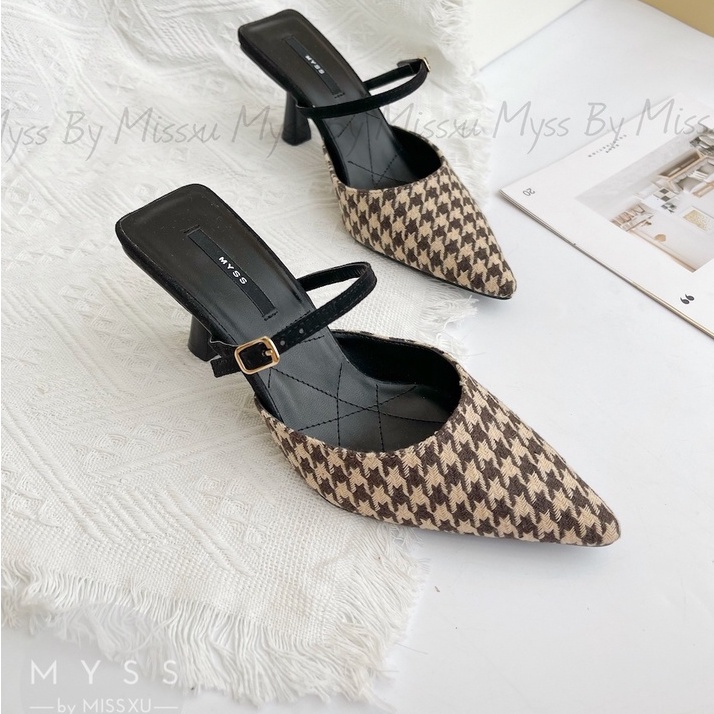 Giày cao gót nữ mũi nhọn 5cm phối dây ngang thời trang MYSS - CG239