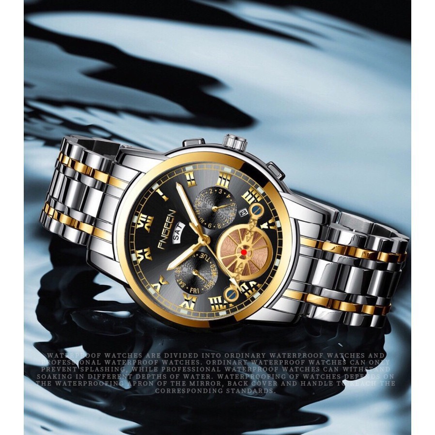 Đồng hồ fngeen chính hãng nam chạy 2 lịch dây thép (tặng kèm hộp và pin dự phòng) | BigBuy360 - bigbuy360.vn