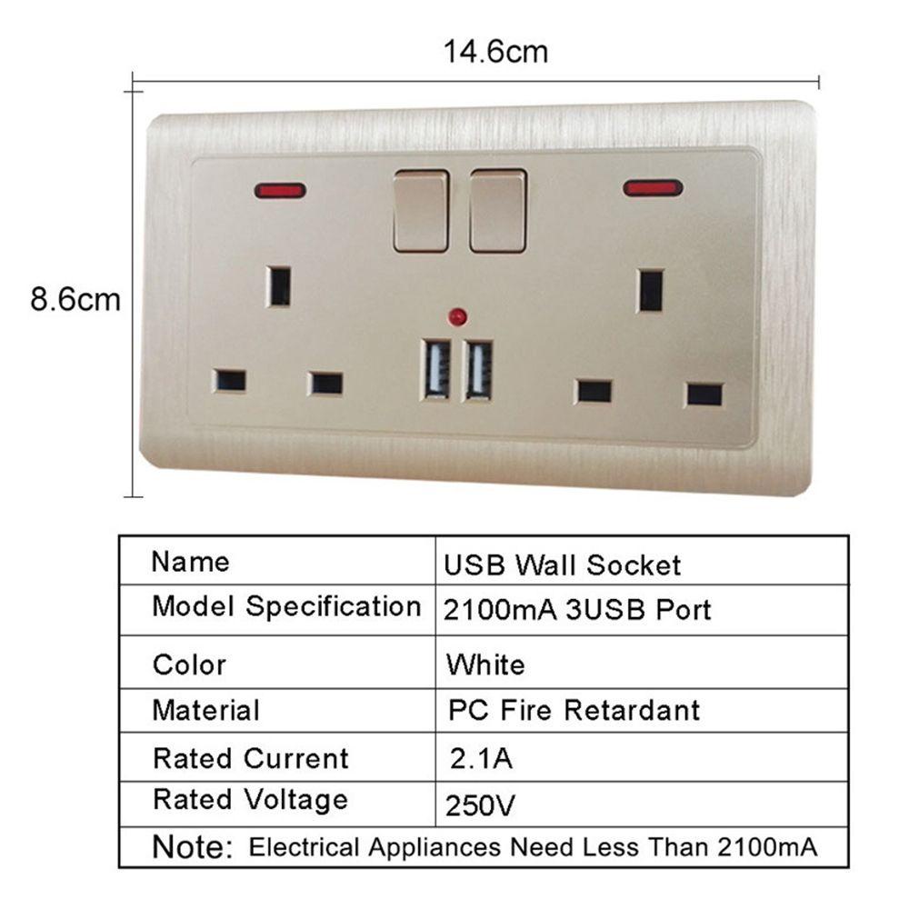 Ổ Cắm Điện USB Tiêu Chuẩn UK Có Đèn LED Hiển Thị 1 Mới