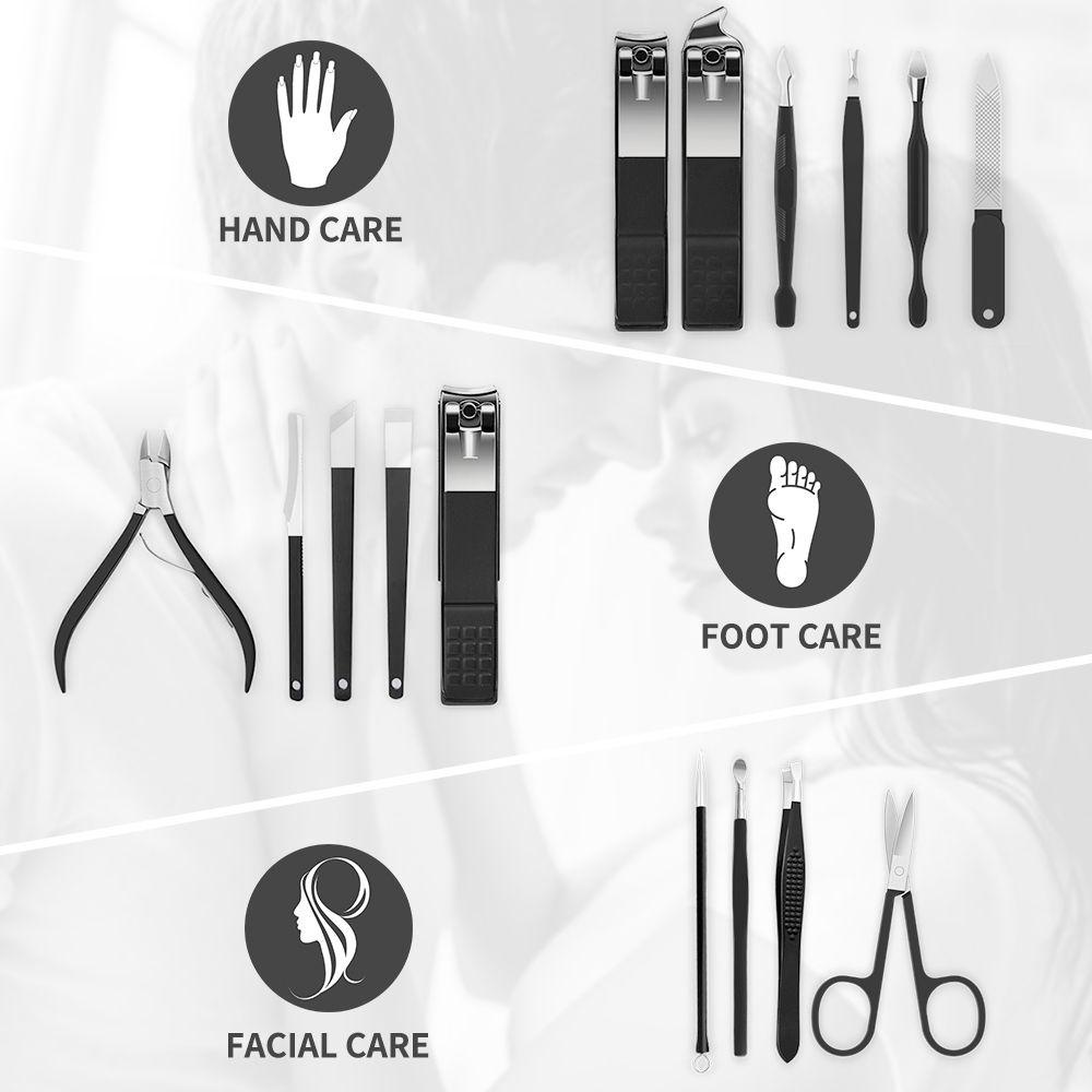 Bộ 16 Dụng Cụ Chăm Sóc Móng Tay / Lông Mày Bằng Thép Không Gỉ Tiện Dụng