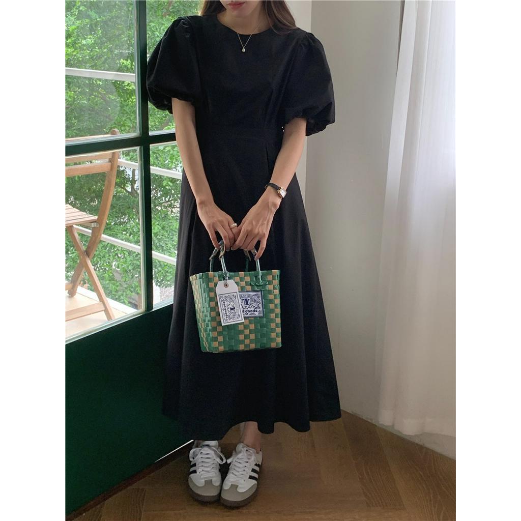 Đầm Tay Ngắn Dáng Ôm Màu Trơn Thời Trang 64111