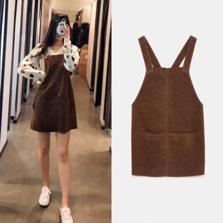Váy yếm nhung Zara xuất size L