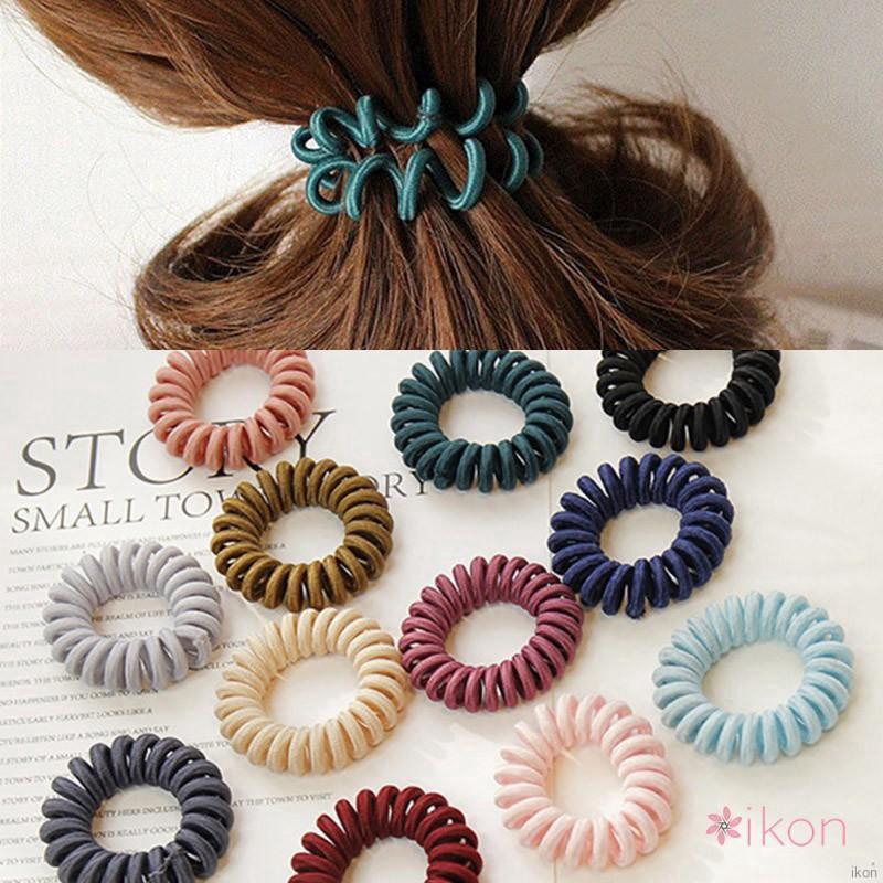 Dây buộc tóc lò xo bằng silicone màu trơn thời trang