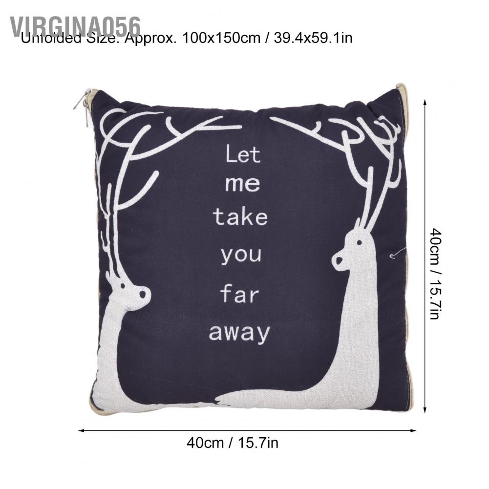 Virgina056 Cartoon Soft Pillow Polyurethane Fiber Foldable 2 in 1 Back Cushion Quilt for Home Car Use