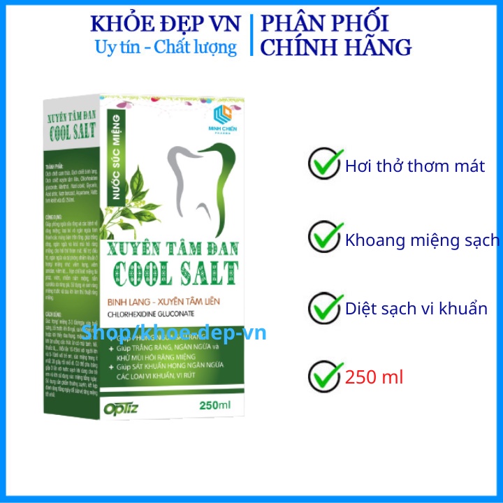 Nước súc miệng Xuyên tâm đan minh chiến - Hơi thở thom mát - Hương thảo dược tự nhiên  - Chai 250 ml