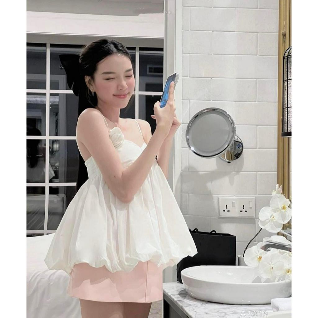 SET ÁO 2 DÂY BBD DÁNG BÍ BO CHUN + CHÂN VÁY HỒNG (TH)