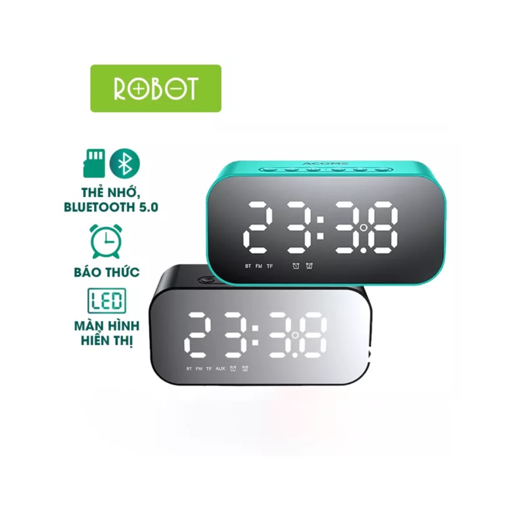 Loa Bluetooth ACOME A5 5W Màn Hình LED Đồng Hồ Báo Thức Âm Thanh Chất Lượng Cao - Hỗ Trợ Thẻ Nhớ & Nghe FM