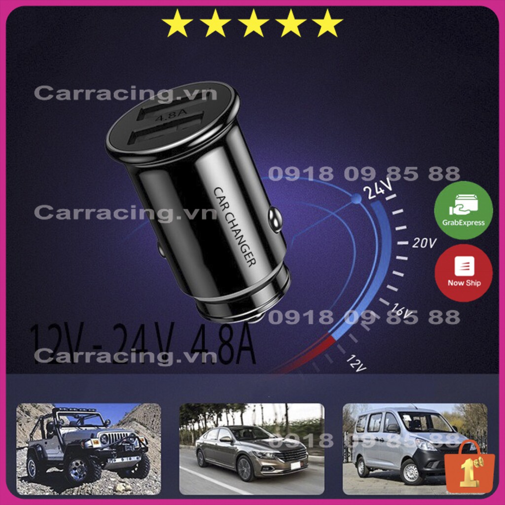 Tẩu Sạc Nhanh Ô Tô CARCHANGER  4.8 A 2 cổng USB CARRACING  Nội thất phụ kiện và cũng là đồ chơi ô tô , xe hơi