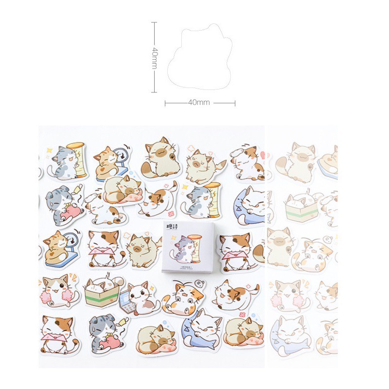 Set 45 miếng sticker mini hình mèo con dán trang trí xinh xắn cho trẻ em A6422