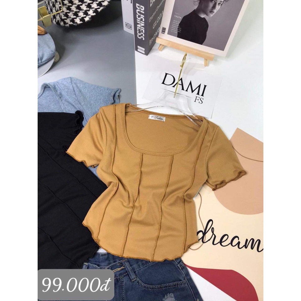 ÁO CỔ VUÔNG KIỂU MỚI crt tay ngắn thời trang mới kiểu form body chuẩn đẹp
