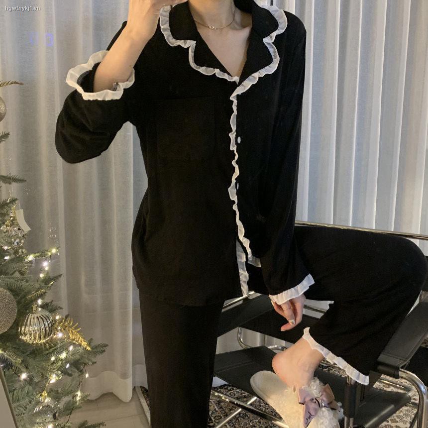 Bộ đồ ngủ pijama 2 mảnh dài tay đơn giản và ngọt ngào thời trang mặc nhà cho nữ | BigBuy360 - bigbuy360.vn