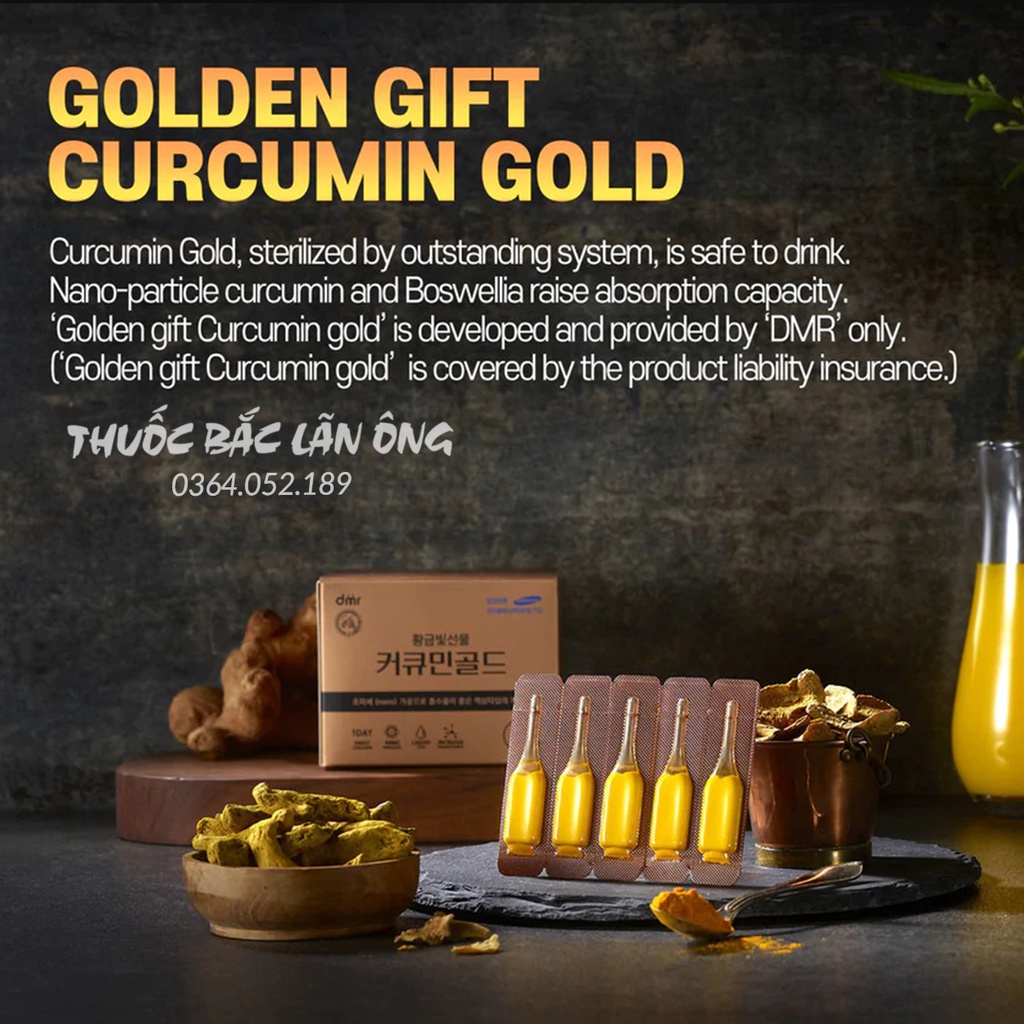 Tinh nghệ NANO CURCUMIN GOLD GIFT  (Hộp 50 ống) - Thuốc Bắc Lãn Ông