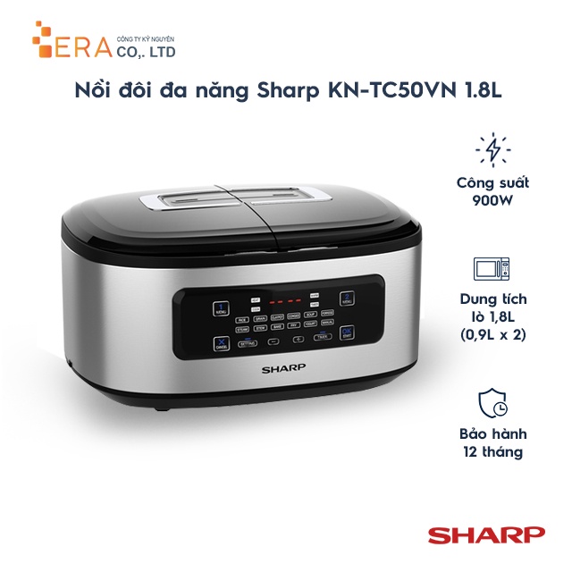 [Mã ELHADEV giảm 4% đơn 300K] Nồi đôi đa năng Sharp KN-TC50VN 1.8L