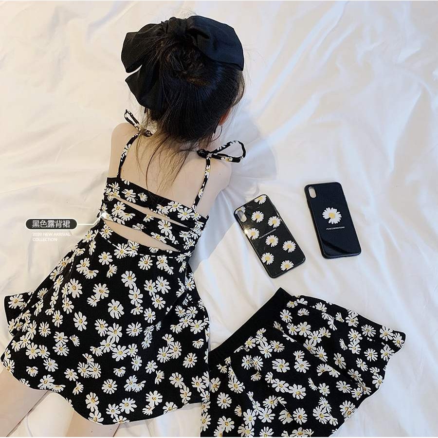 Đầm dây mùa hè cho bé gái họa tiết bông cúc BOBORA