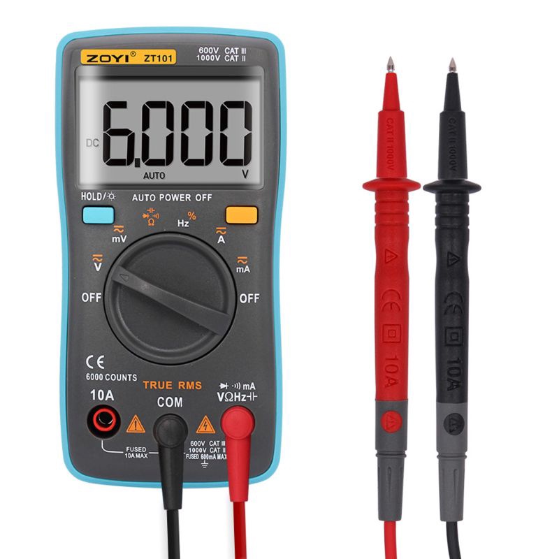 ┋Đồng Hồ Đo Vạn Năng Kỹ Thuật Số A-C / D-C 6000 Cc Zoyi Zt101 Kèm Phụ Kiện