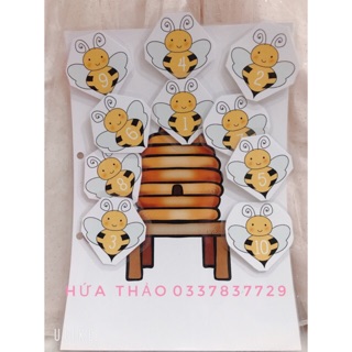 Học liệu cho bé : matching con ong - số đếm