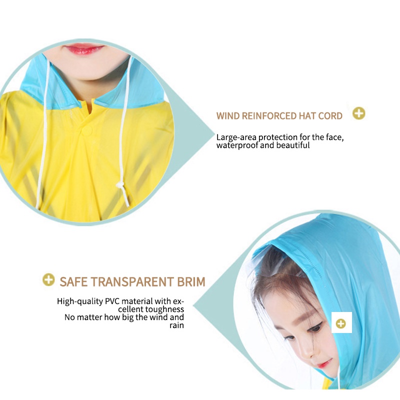 Áo Mưa PVC Dáng Dài Họa Tiết Hoạt Hình Xinh Xắn Dành Cho Bé