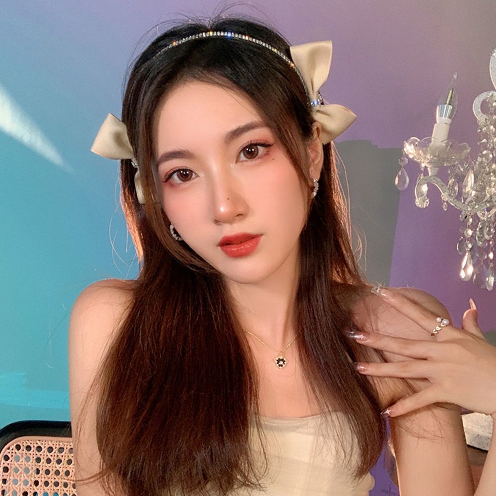 Cài tóc đính nơ và kim cương giả phong cách Hàn Quốc cổ điển hợp thời trang