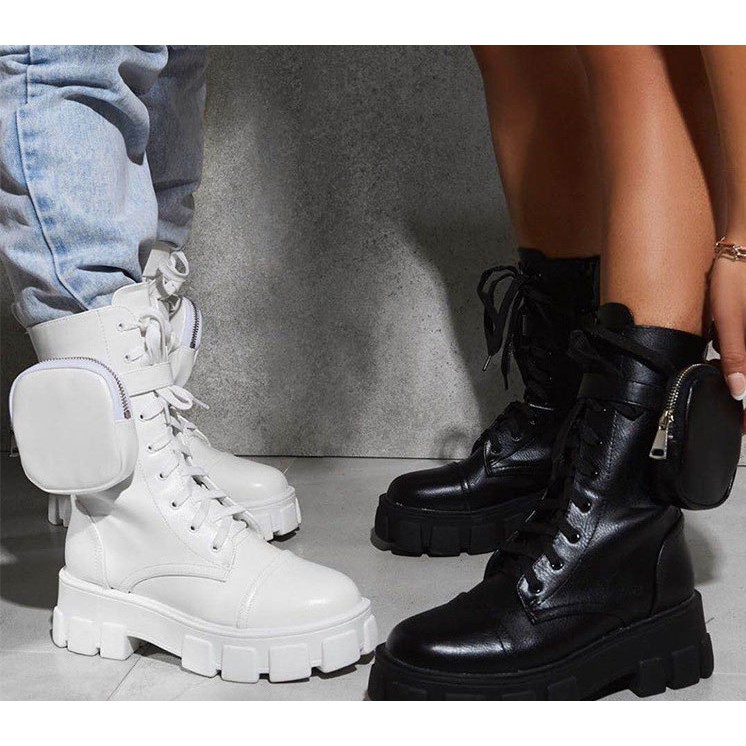 COMBAT BOOTS MŨI TRÒN THẮT DÂY KÈM TÚI BÊN