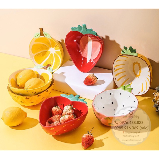 Bát tô sứ hình trái cây siêu xinh trang trí món ăn, decor bàn ăn