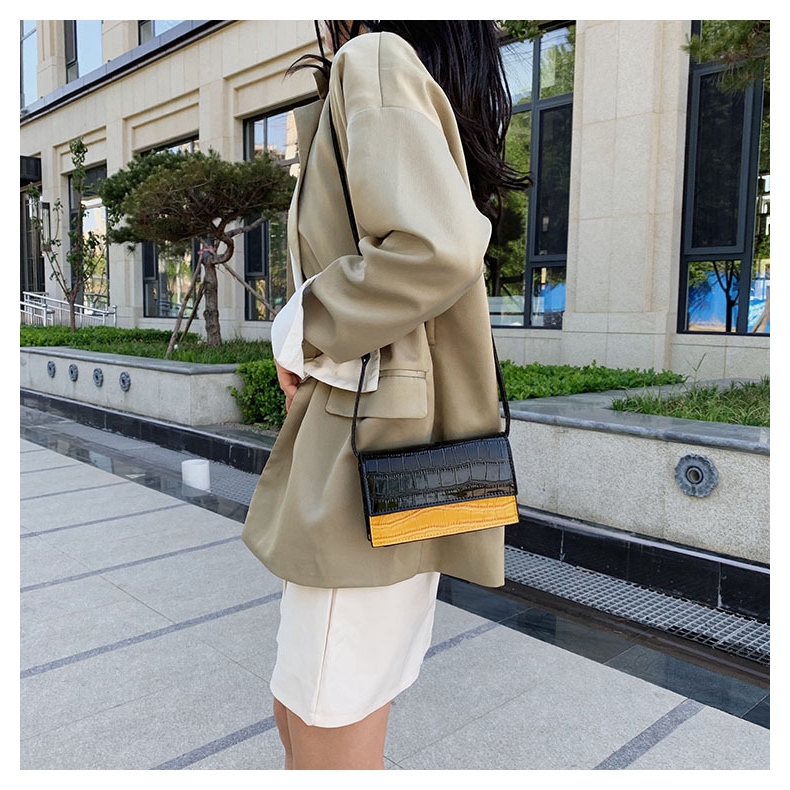 Túi Messenger đeo vai JASMIN NOIR họa tiết da cá sấu cổ điển sang trọng cho nữ