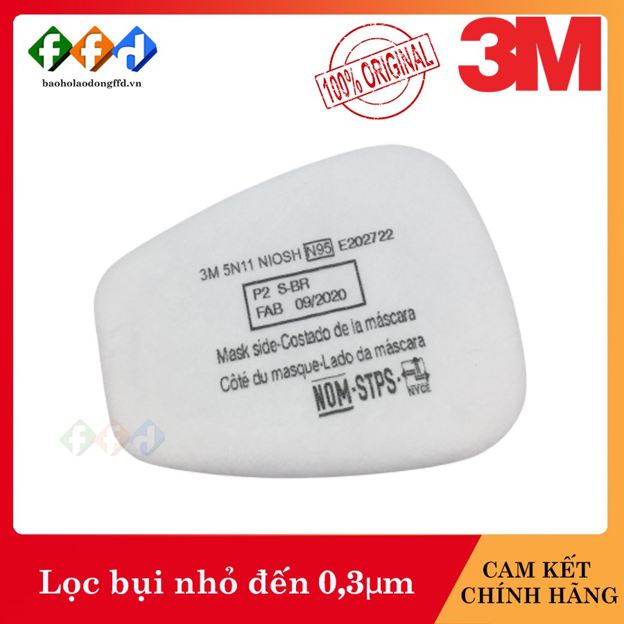 [Hàng chính hãng] Tấm lọc bụi 3M 5N11 lọc bụi nhỏ đến 0,3µm, dùng cho phin lọc 3M 6001, 3M 6003, mặt nạ 3M 6200