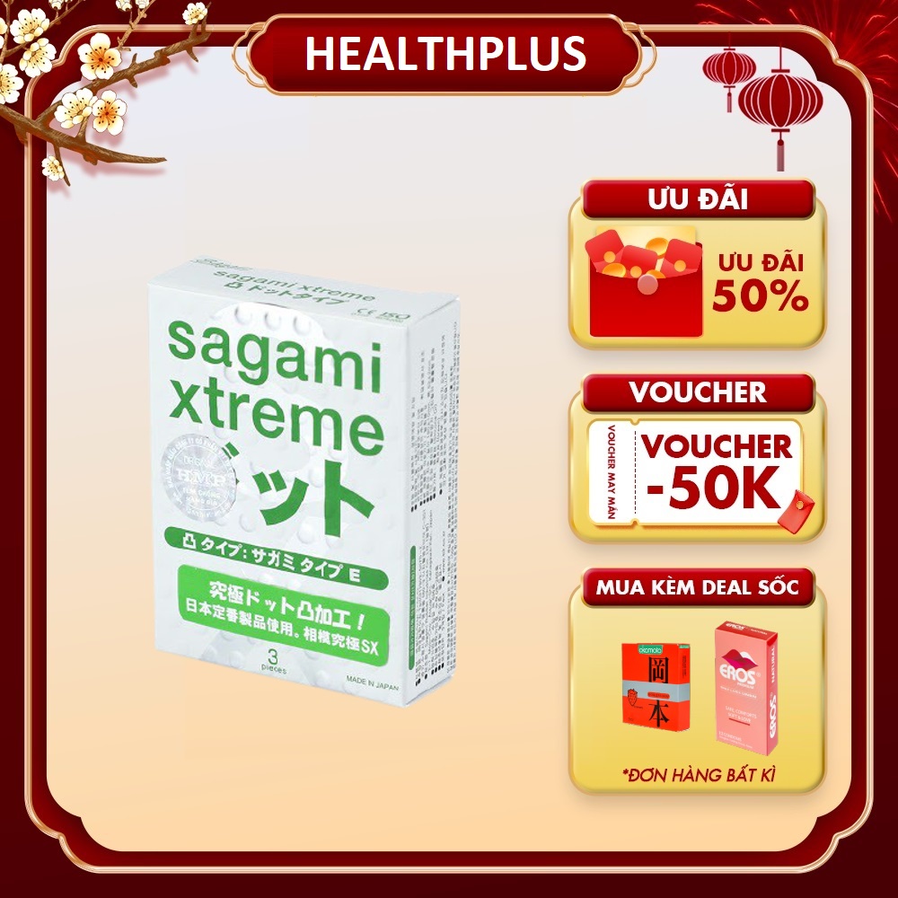 Bao cao su Gân gai SAGAMI Xtreme White - bcs 3 chiếc - Nhật Bản