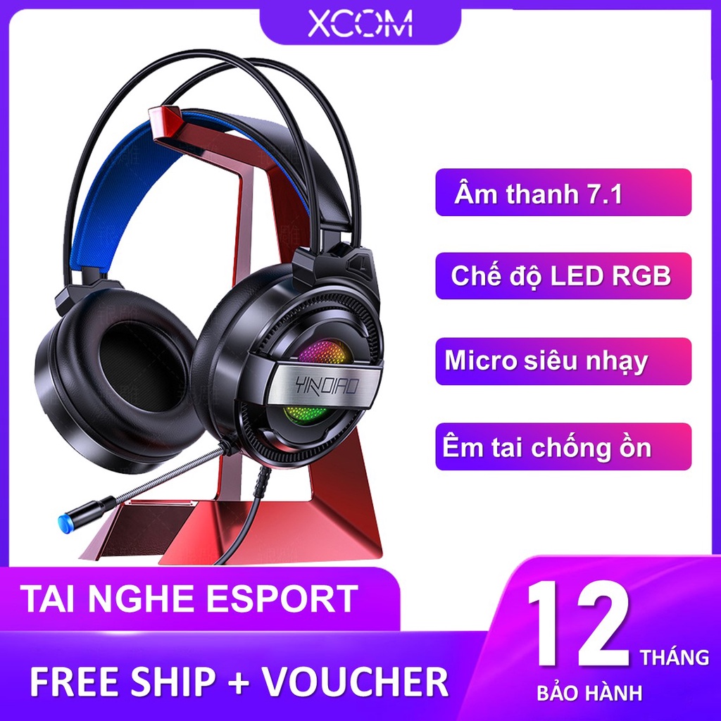 Tai nghe chụp tai siêu bass 7.1 chuyên gaming XCOM Q3 dòng tai nghe Over Ear chống ồn có mic cho máy tính laptop