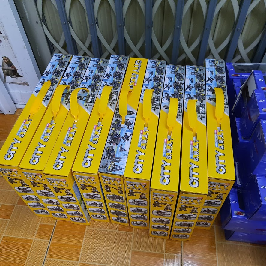 Bộ lắp ghép lego cảnh sát mô hình ô tô máy bay trực thăng 1095 chi tiết bằng nhựa cao cấp đồ chơi trẻ em