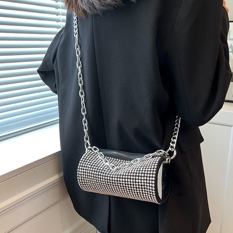 Ielgy Túi Xách Đính Kim Cương Giả Phối Dây Xích Dễ Phối Đồ Cho Nữ